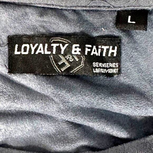 Loyalty & Faith Gray Short Sleeve Patriotic Star Patch Crewneck T-Shirt Men's L - Picture 7 of 7